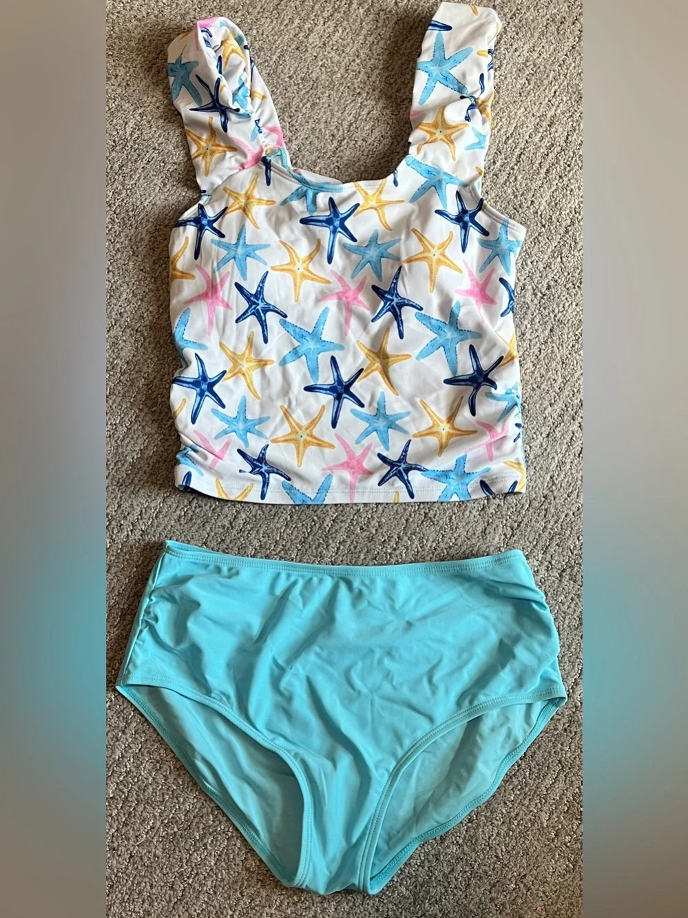 Girls Tankini Swimsuit 2 Piece Twist Cross Back Cutout. 2567/bb14-1